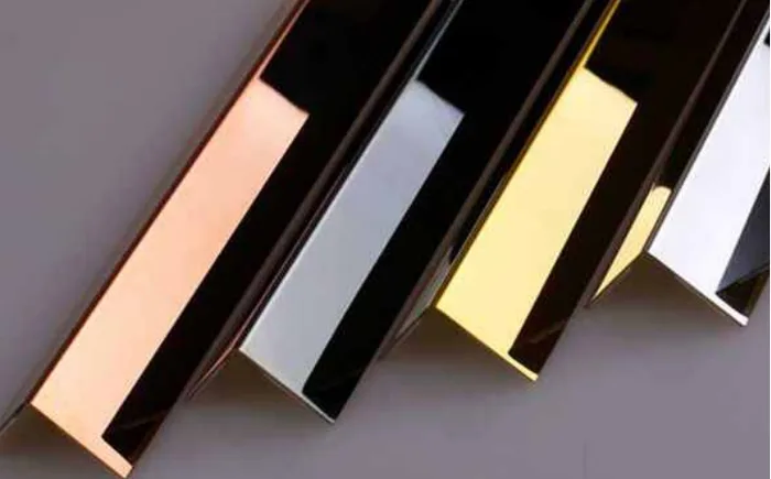 Stainless steel profiles in PVD gold, rose gold, black and silver finishes